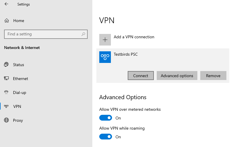 Windows VPN configuration